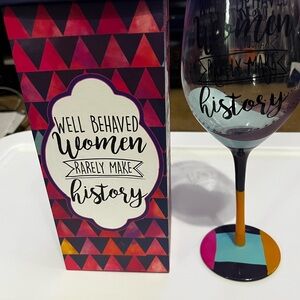 Festive Orange and Pink Decorative Wine Glass